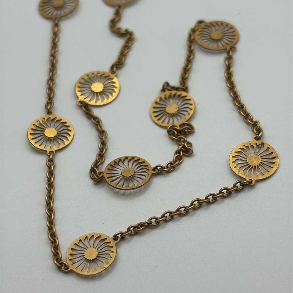 Dainty Cut Out Suns Gold  Necklace 16”